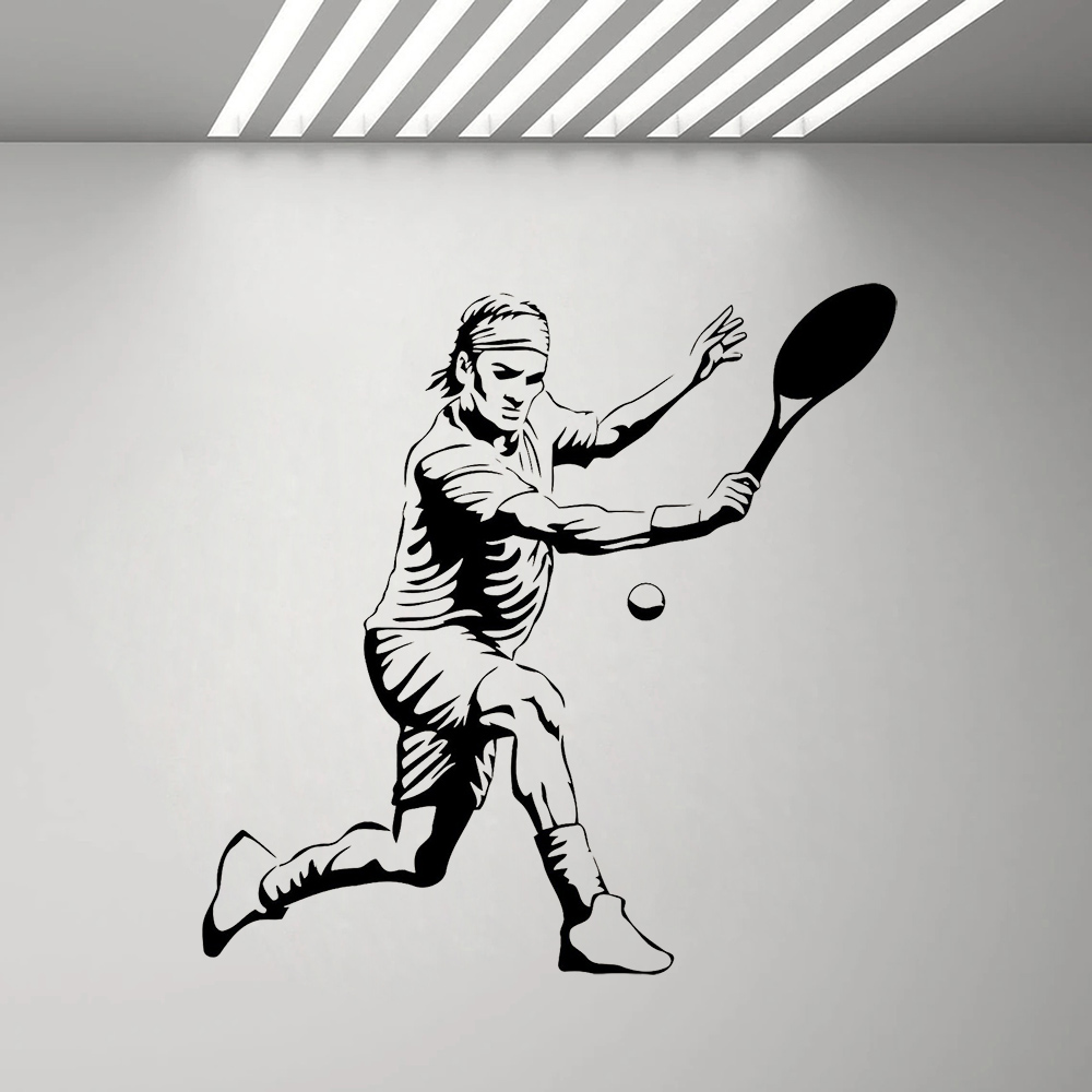 Home Gym Interior Design - Tenis Oyuncusu Duvar Sticker Vinil Çıkartması