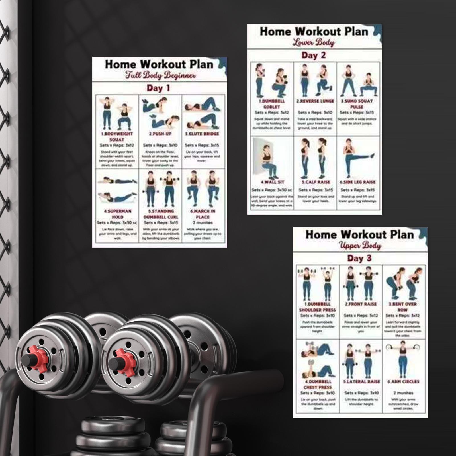 Home Gym Guide - Egzersiz Posterleri 6 Parça Tam Vücut