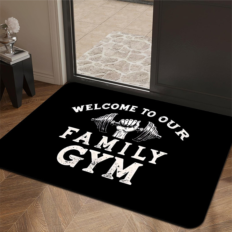Home Gym Interior Design - Aile Spor Salonu Dambıl Sloganı Baskılı